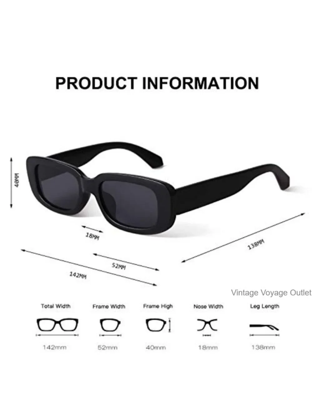 Retro Rectangle Sunglasses Women UV400 Protection Plastic Frame Driving Glasses